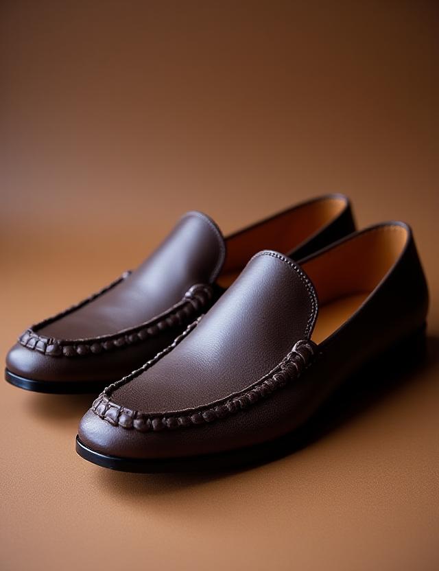 ダークブラウンレザーの手縫い京都ローファー